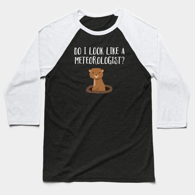 Do I Look Like A Meteorologist? Groundhog Day Funny Baseball T-Shirt by FlashMac